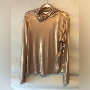 Erin London Shiny Gold Cowl Neck Blouse